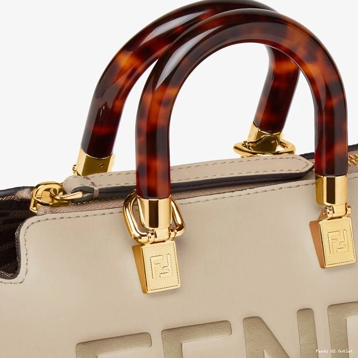 Cheap HOT Grey The Bag Way Boston In By ROMA Leather Calf Fendi Logo Mini 0806